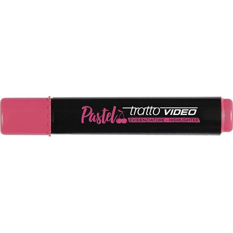 Tratto Video Pennarello Pastello Fluorescente - Punta a Scalpello - Inchiostro ad Acqua - Asciugatura Rapida - Colore Rosso Cili