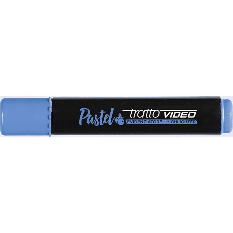 Tratto Video Pennarello Fluorescente Pastello - Punta a Scalpello - Inchiostro ad Acqua - Asciugatura Rapida - Colore Blu Mirtil