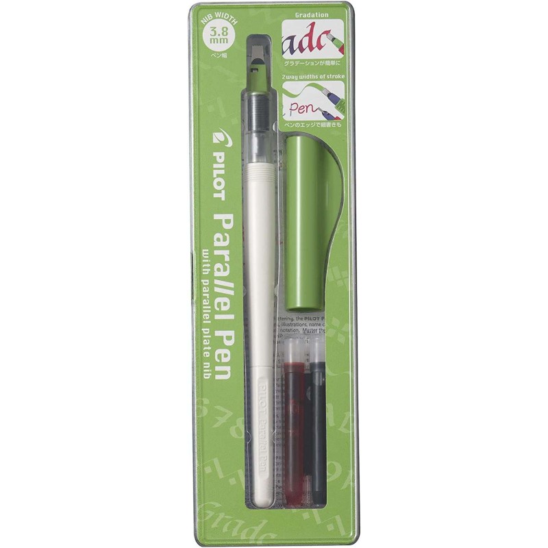 Confezione pilota di penna stilografica Parallel Pen da 3.8 mm - Punta in acciaio - Tratto da 3.8 mm - 2 ricariche - Colore nero