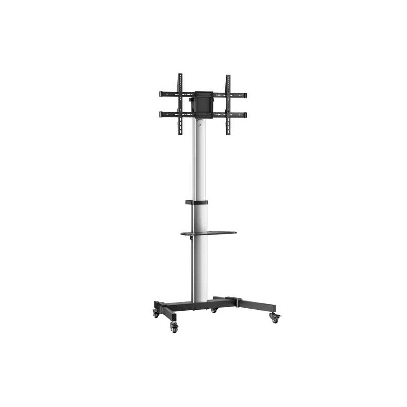 Aisens Supporto da Pavimento con Ruote - Vassoio DVD per Monitor/TV 50Kg da 37-86 - Colore Nero/Argento