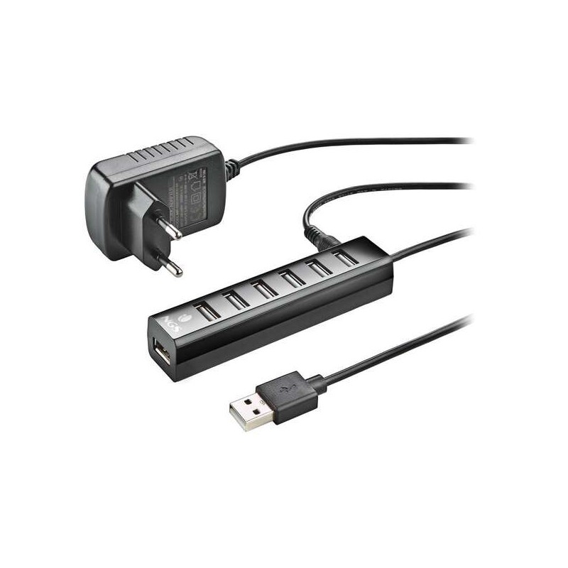 Hub NGS Ihub7 Tiny USB 2.0 - 7 Porte USB 2.0 - Alimentatore - Velocità fino a 480Mbps