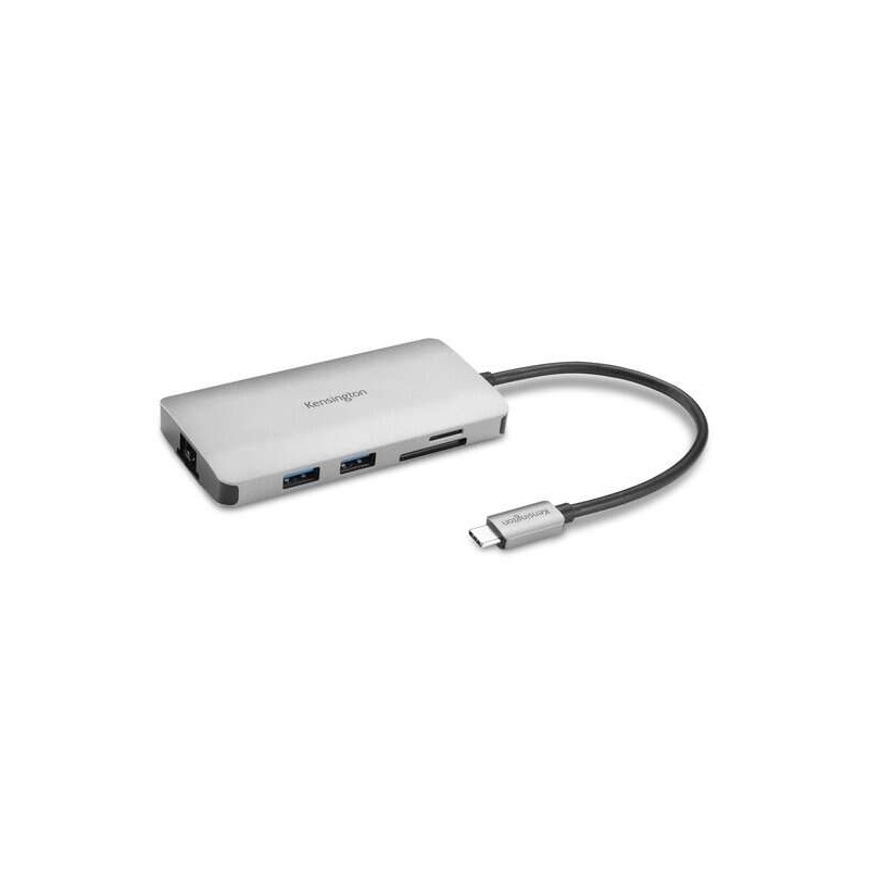 Hub USB-C Kensington UH1400P 3x USB 3.2. 1x USB-C fino a 85 W. 1x HDMI 2.0. lettore SD. lettore MicroSD - Colore argento