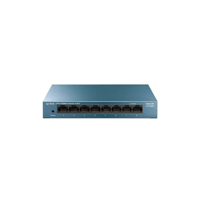 Switch da tavolo Tp-link 8 porte 10/100/1000Mbps - Custodia in metallo - Tecnologia Green - Plug e Play - Colore Grigio