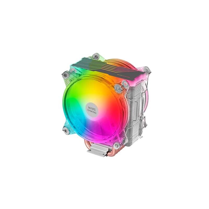 Ventola CPU Mars Gaming doppia da 120 mm con dissipatore di calore - Illuminazione ARGB - Fino a 220 W - Velocità massima. 1600
