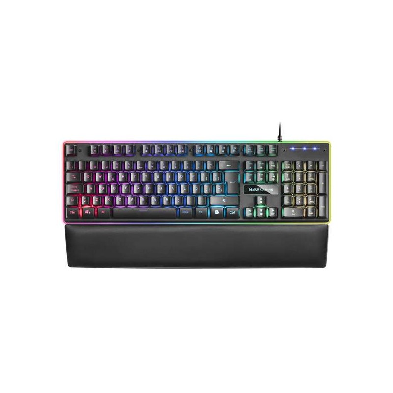 Tastiera ibrida USB Mars Gaming MK320 - Retroilluminazione LED RGB - Poggiapolsi imbottito - Anti-ghosting - Cavo da 1.50 m