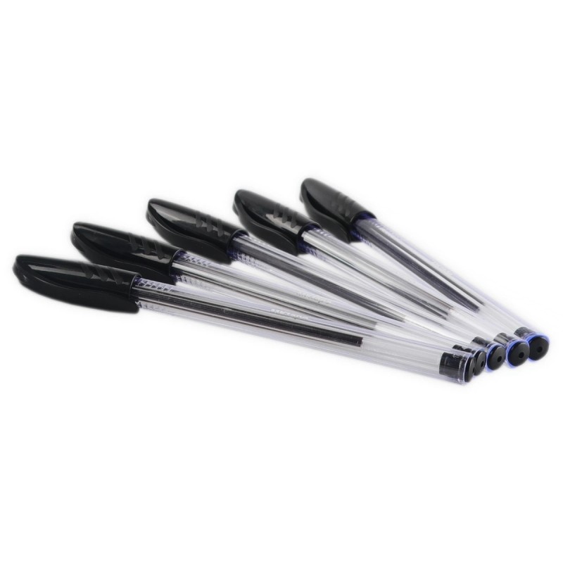 MKtape Confezione da 36 penne a sfera triangolari - Punta rotonda da 1.0 mm - Scrittura fluida - Colore nero