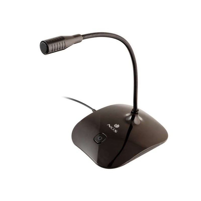 Microfono da tavolo omnidirezionale NGS MS115 - Regolabile - Pulsante Mute - Cavo da 1.50 m - Jack da 3.5 mm - Colore nero