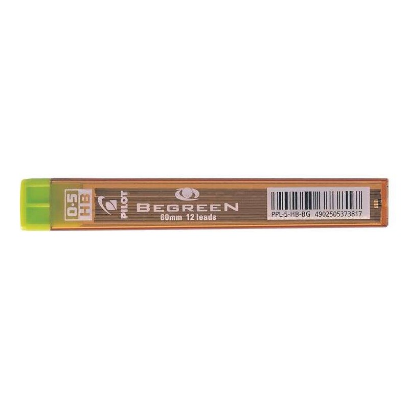 Confezione pilota da 12 mine Begreen da 0.5 per portamine - Durezza HB - Corsa 0.5 mm - Custodia in plastica riciclata al 100%