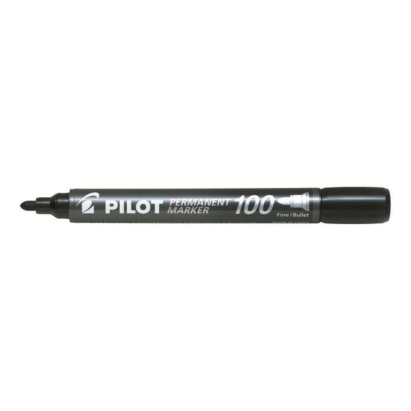 Pennarello permanente Pilot 100 - Punta tonda fine 4.5 mm - Corsa 1 mm - Colore nero