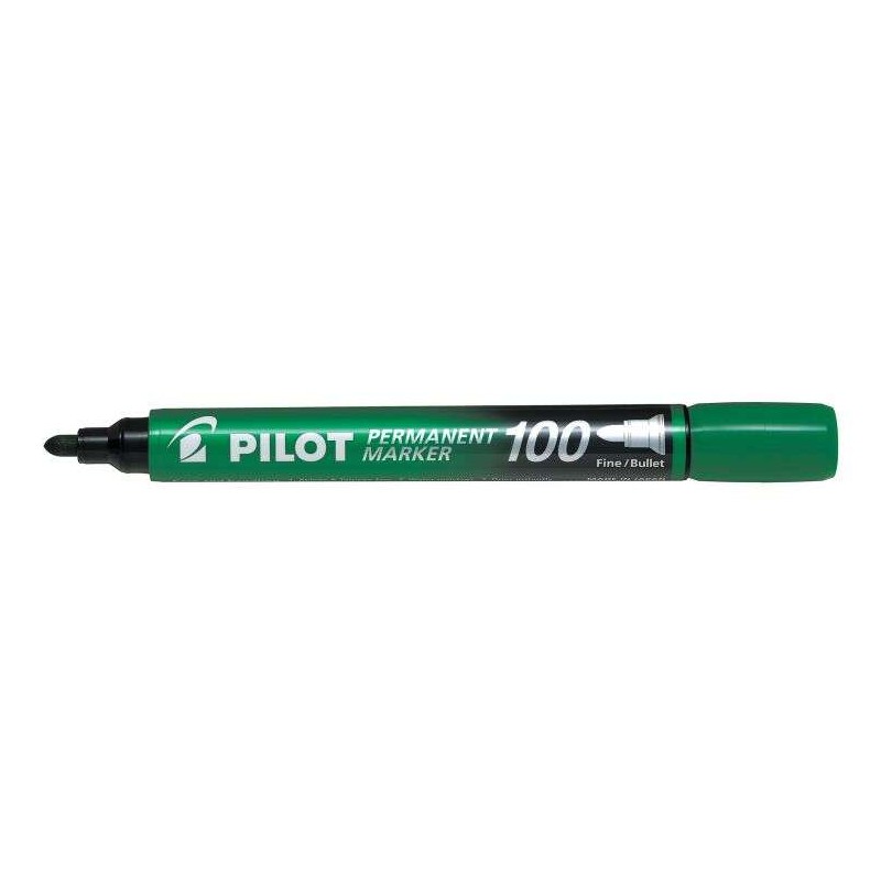Pennarello permanente Pilot 100 - Punta tonda fine 4.5 mm - Corsa 1 mm - Colore verde