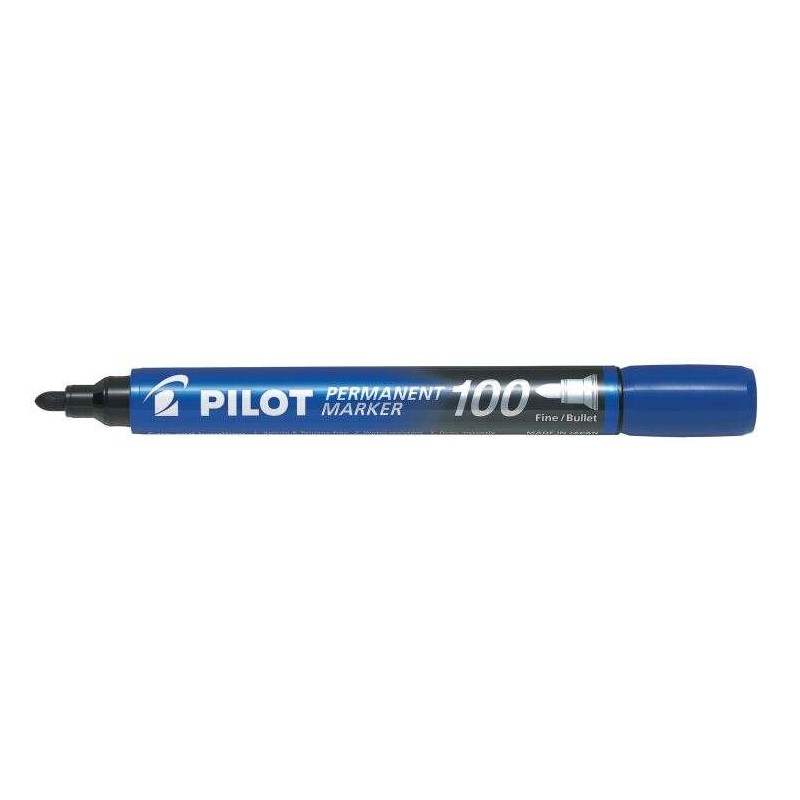 Pennarello permanente Pilot 100 - Punta tonda fine 4.5 mm - Corsa 1 mm - Colore blu