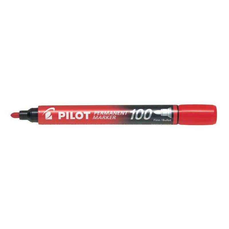 Pennarello permanente Pilot 100 - Punta tonda fine 4.5 mm - Corsa 1 mm - Colore rosso