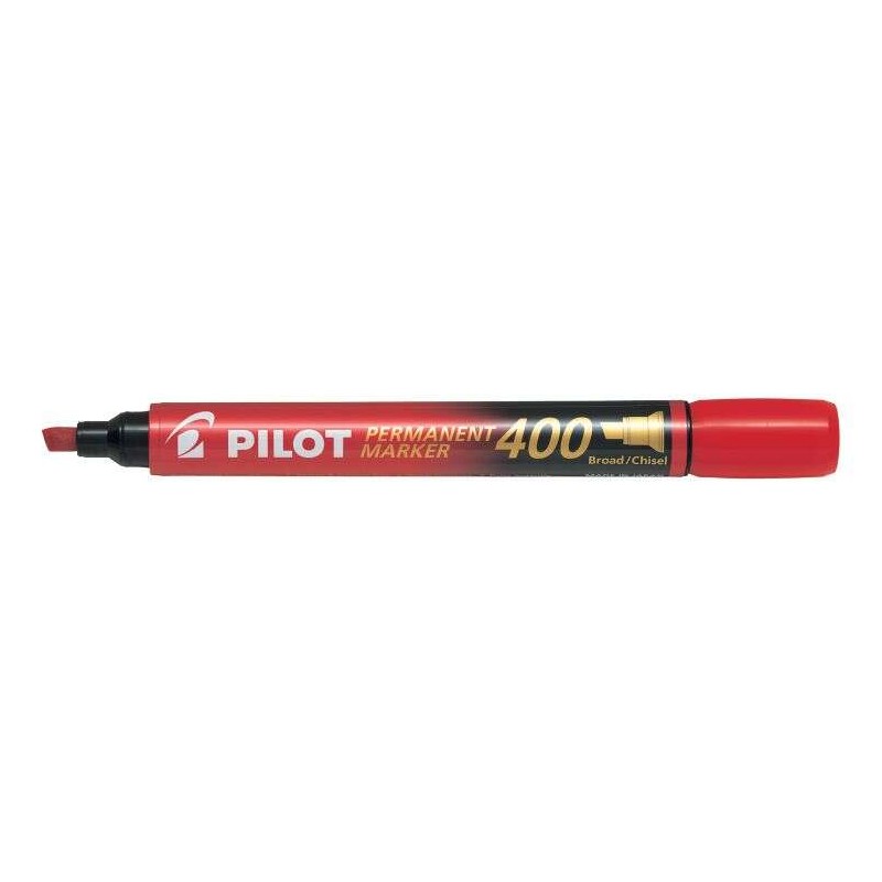 Pennarello permanente Pilot 400 - Punta a scalpello 4.5 mm - Tratto 4 mm - Colore rosso