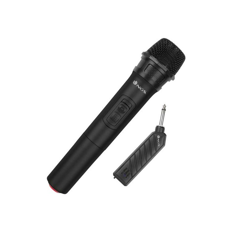 Microfono Wireless per Voce NGS Singer Air - Tipo Dinamico - Tasto On/Mute/Off - Autonomia fino a 3.30h - Colore Nero