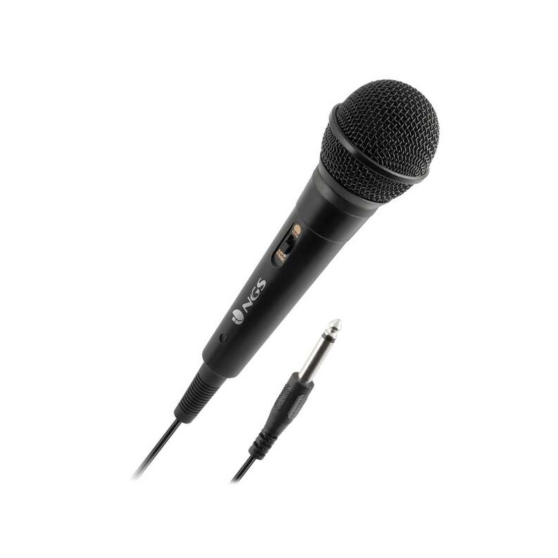 Microfono NGS Singer Fire - Pulsante On/Off - Jack 6.3 mm - Cavo 3 m - Colore nero