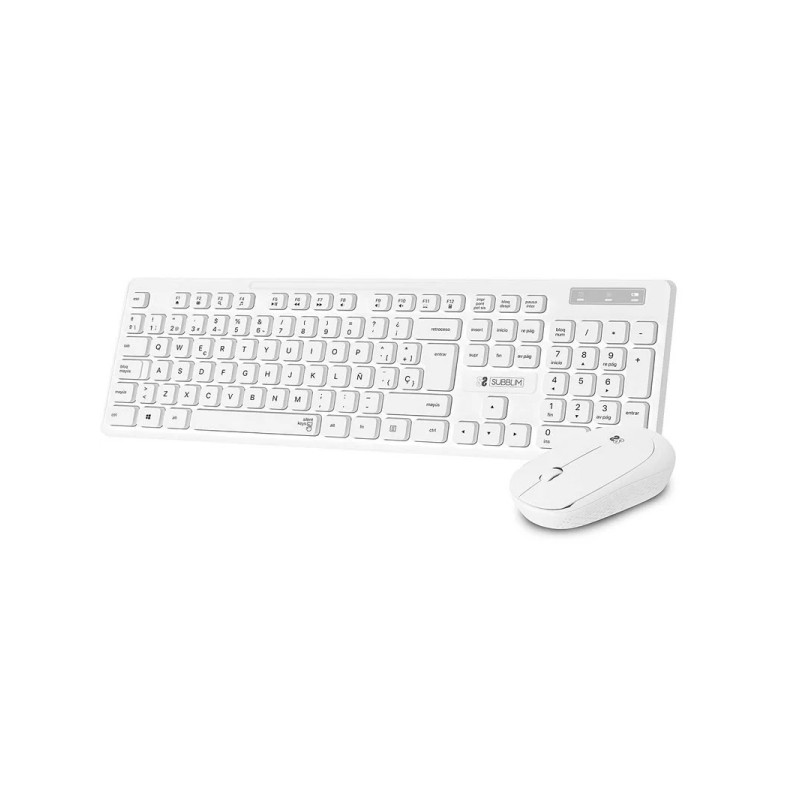 Subblim Combo Business Slim - Tastiera e Mouse Wireless - Ergonomia e Silenziosità - 2.4G - Colore Bianco