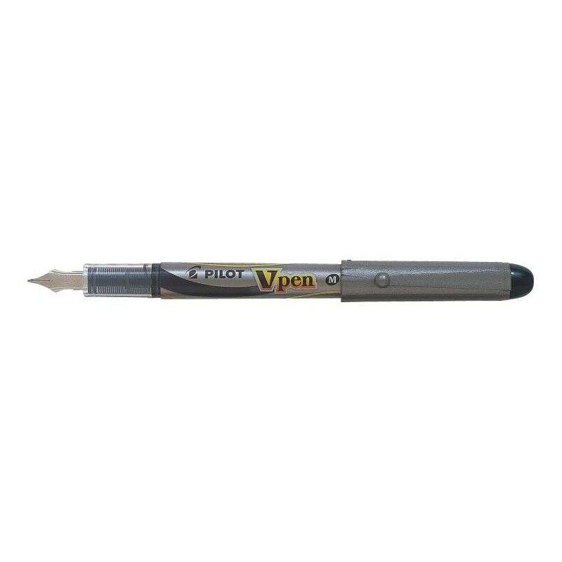 Penna stilografica Pilot V-Pen argento - Usa e getta - Inchiostro liquido - Punta in acciaio - Tratto 0.5 mm - Colore nero