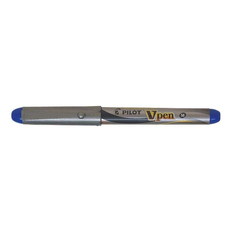 Penna stilografica Pilot V-Pen Silver - Usa e getta - Inchiostro liquido - Punta in acciaio - Tratto 0.5 mm - Colore blu