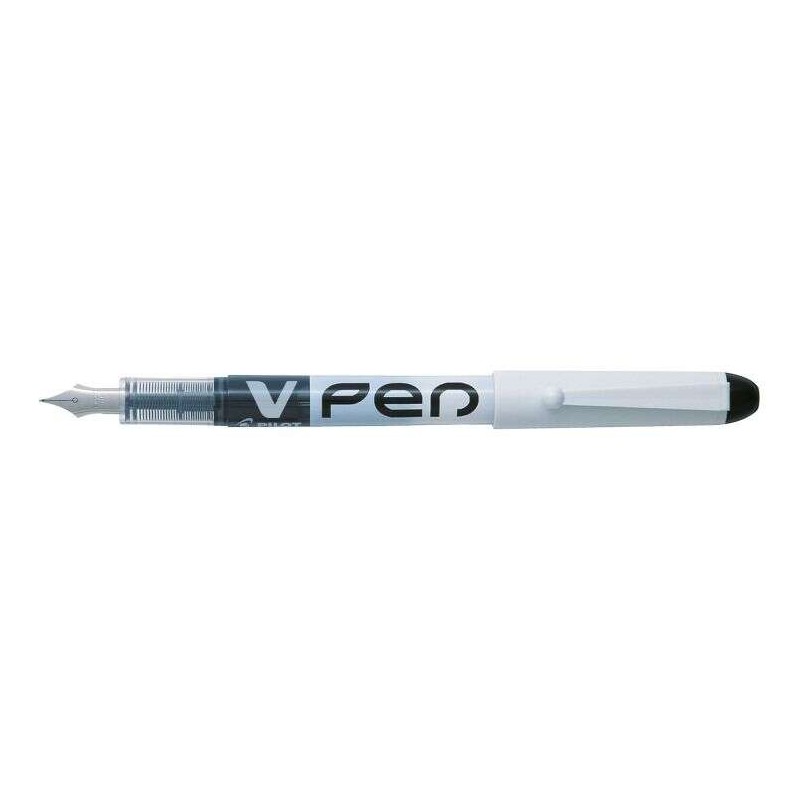 Penna stilografica Pilot V-Pen - Usa e getta - Inchiostro liquido cancellabile - Punta in acciaio - Tratto 0.5 mm - Colore nero