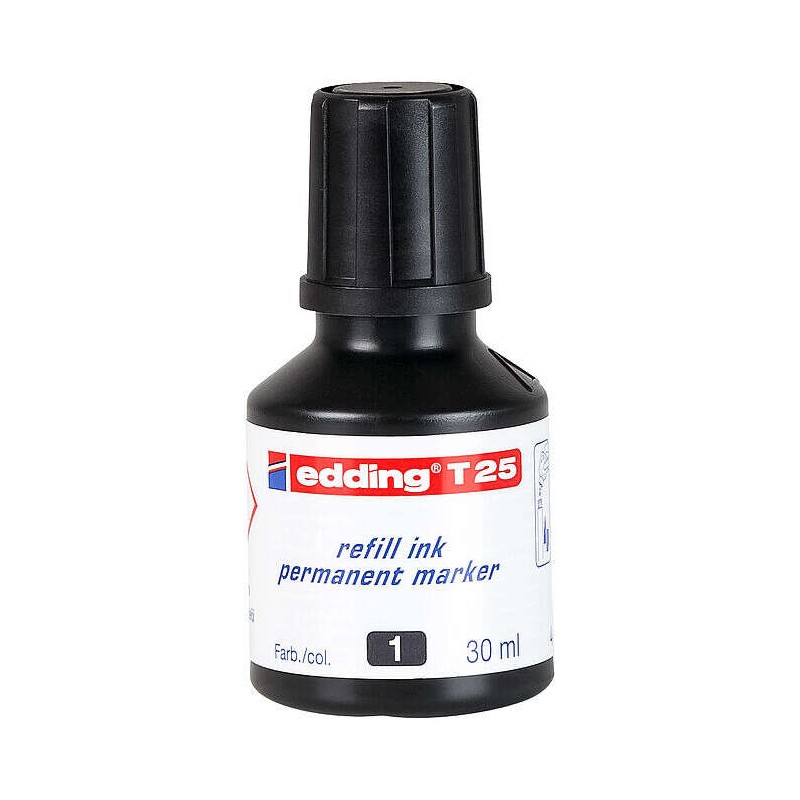 Flacone di ricarica Edding T25 per pennarello indelebile - Capacità 30 ml - Colore nero