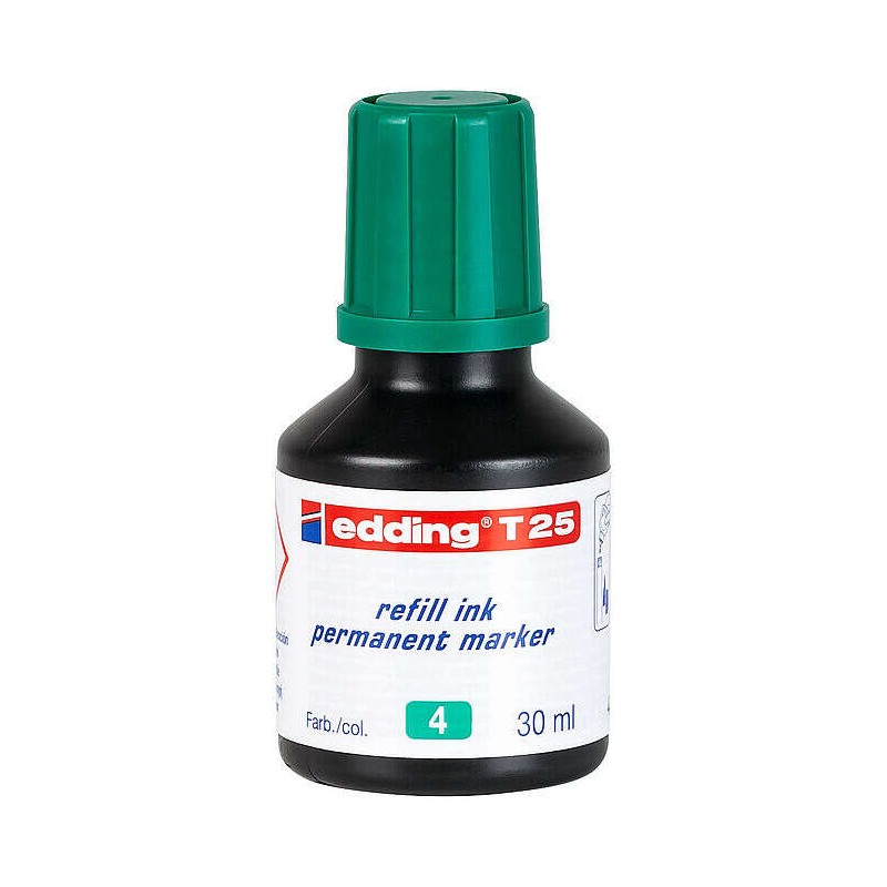 Flacone di ricarica Edding T25 per pennarello indelebile - Capacità 30 ml - Colore verde