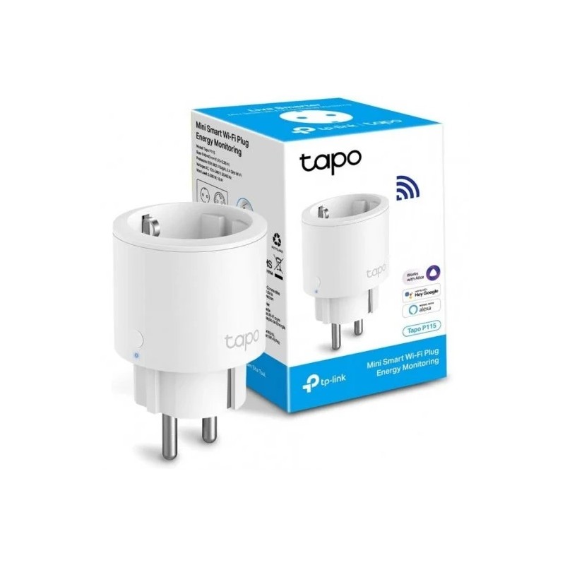 TP-Link Tapo P115 Mini Wi-Fi Smart Plug - Misuratore di energia - Ideale per Prese multiple - Timer - Controllo vocale