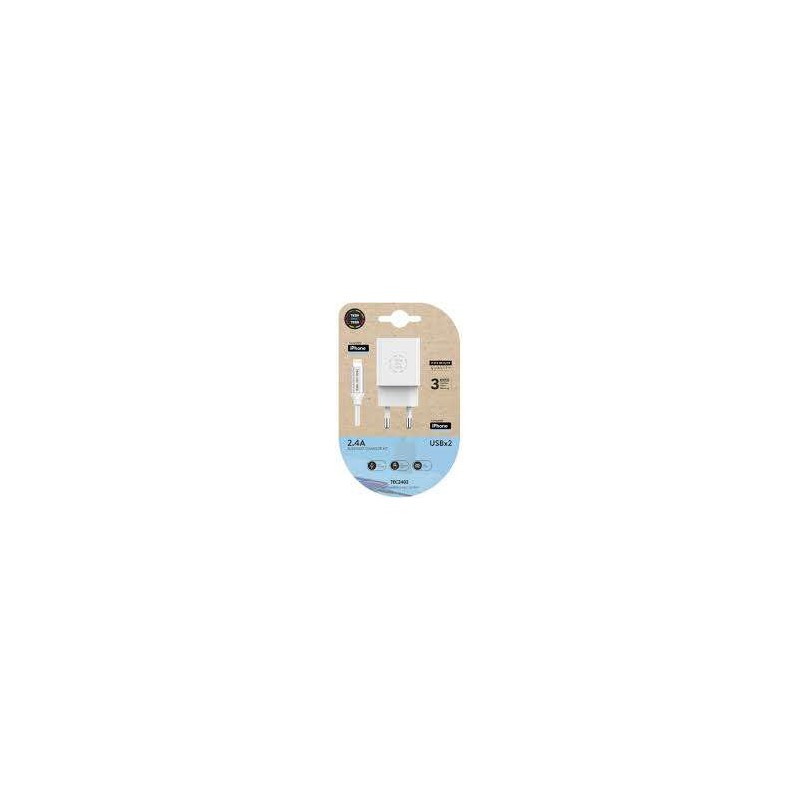 Caricatore a doppia parete TechOneTech + cavo da USB-A a Lightning da 1 m - rivestito in nylon intrecciato