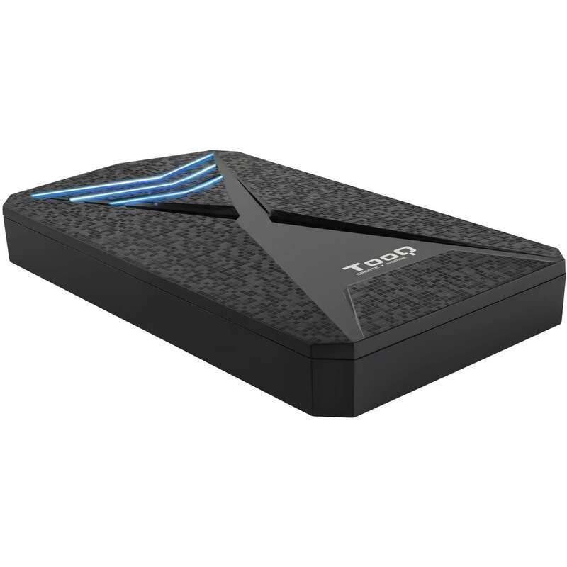 Tooq Custodia HDD/SDD da gioco esterna da 2.5 fino a 9.5 mm SATA USB 3.0/3.1 Gen 1 - Illuminazione LED blu - Senza viti -