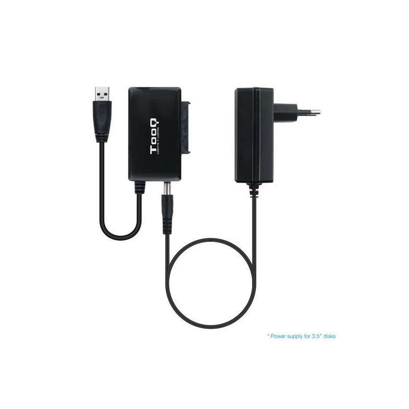 Tooq Adattatore USB 3.0 da USB-A a SATA per dischi rigidi da 2.5. e 3.5? con alimentatore - colore nero
