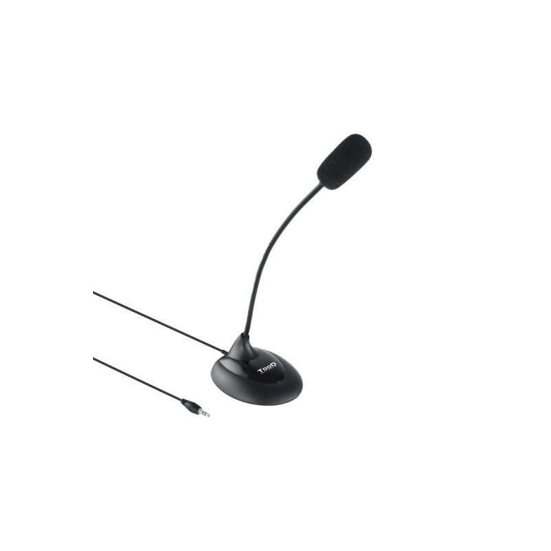 Tooq Microfono da tavolo flessibile omnidirezionale - Interruttore On/Off - Cavo da 2 m - Jack da 3.5 mm - Colore nero