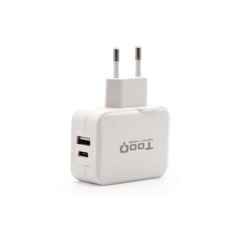 Caricatore da muro USB 2.0 Tooq. USB-C - Bianco