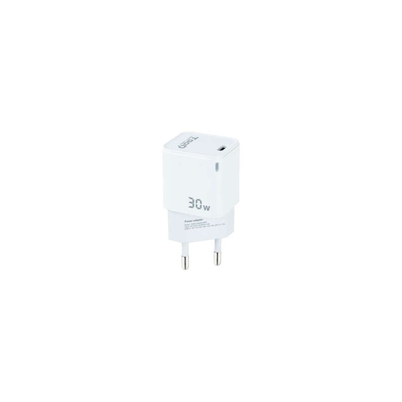 Caricatore da parete Tooq GaN USB-C/PD da 30 W - bianco