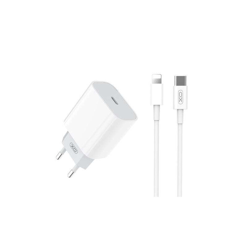 XO L77 Power Charger Pack 1x USB-C 20W ricarica rapida + cavo da USB-C a Lightning 1 m