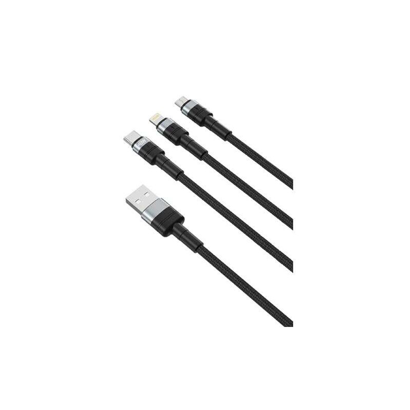 XO NBQ191 Cavo di ricarica rapida 40 W 3 in 1 - Micro + Tipo C + Lightning a USB