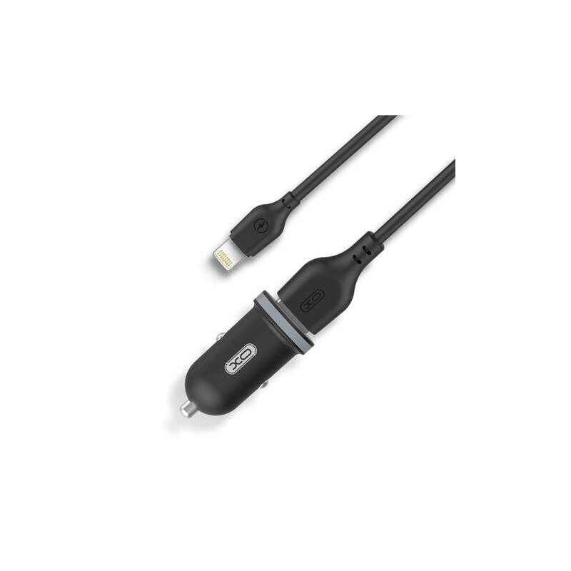 Pacchetto caricabatteria per auto XO TZ08 + cavo da USB-A a Lightning - 2 porte USB