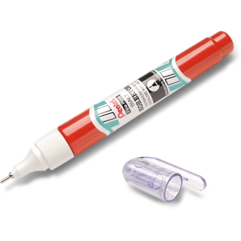 Pentel Corrector Pen 7ml - Asciugatura rapida - Punta con valvola in metallo - Corpo rosso