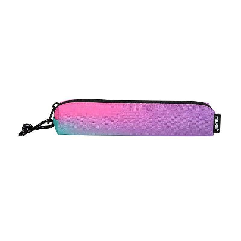 Astuccio Mini Rotondo Milan Sunset - Tessuto Resistente agli Strappi e agli Strappi - Misure 20.5x4.5x5 cm - Colore Rosa