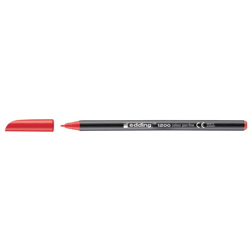 Pennarello Edding 1200 - Punta Tonda - Linea tra 0.5 e 1 mm. - Inchiostro a base d'acqua - Colore rosso