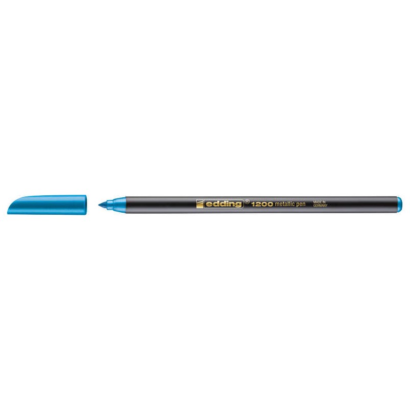 Pennarello Edding 1200 - Punta rotonda - Tratto 1 mm - Inchiostro a base d'acqua - Colore blu metallizzato
