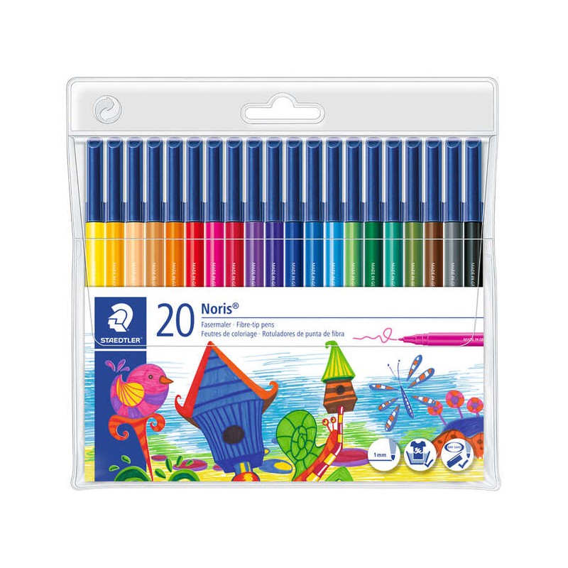 Pennarello Staedtler Noris 326 punta fine - Resistente alla pressione - Inchiostro a base d'acqua - Colori assortiti