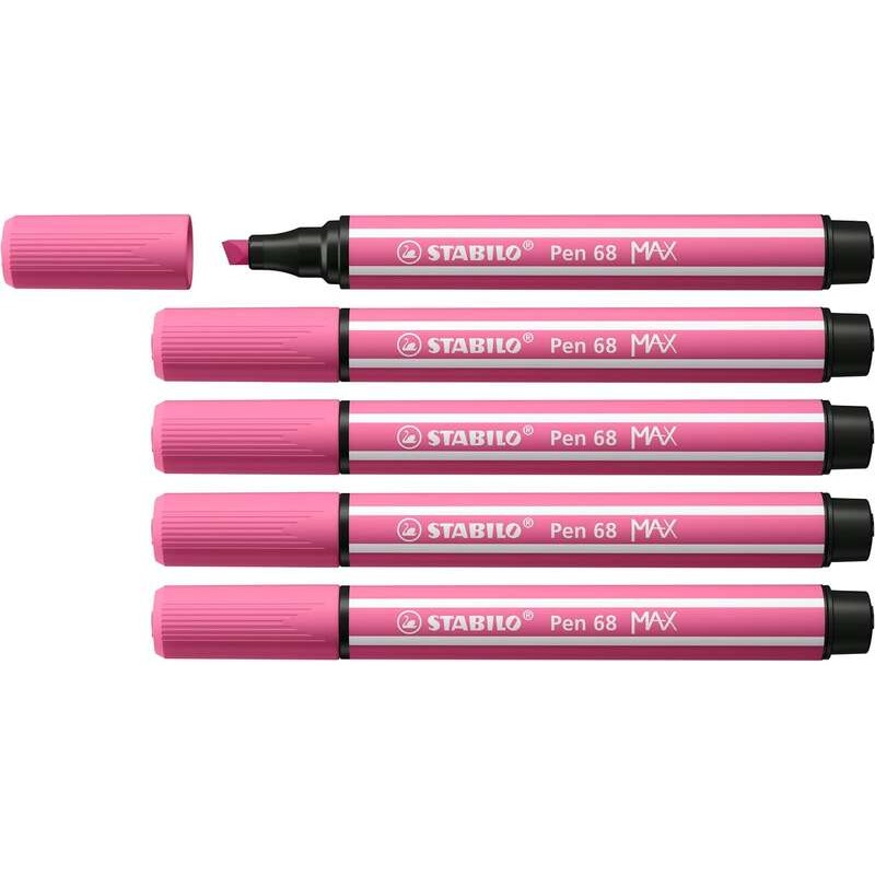 Pennarello Stabilo Pen 68 MAX - Punta in fibra smussata - Tratto tra 1 e 5 mm circa. - Inchiostro a base d'acqua - Colore eliotr