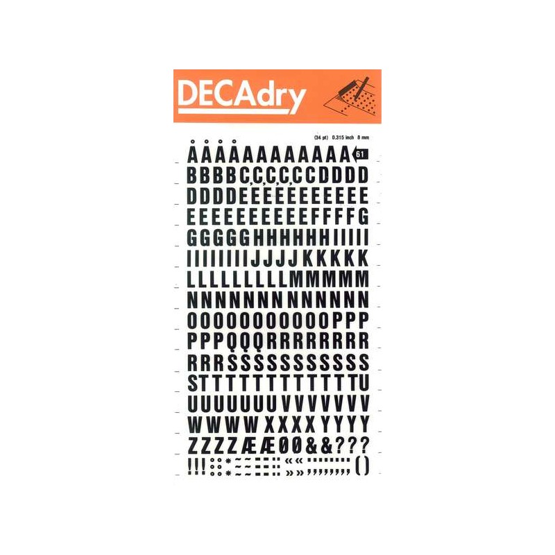 Lettere trasferibili Apli Lettere maiuscole nere 8 mm - Facile applicazione - 263 caratteri - Resistente all'acqua - Versatile -