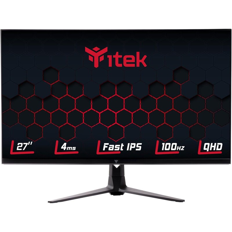 ITEK Monitor GGF 27. 2K WQHD 2560x1440. IPS. 100Hz. 16:9. 4ms OD. 2 x HDMI. DP. Speaker. HDR. G- Sync. FreeSync