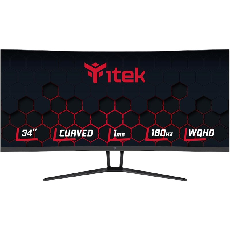 ITEK Monitor GGC 34 Curvo R1500. WQHD 3440x1440 UltraWide. VA. 180Hz. 21:9. 1ms. 2xHDMI. 2xDP. HDR400. Adapt Sync