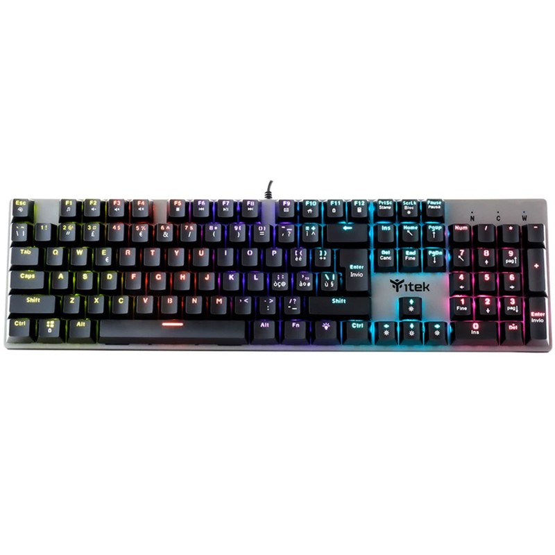 ITEK Tastiera Gaming USB X10 Meccanica Switch Blu 104 tasti Rainbow LED con 12 modalitÃ 