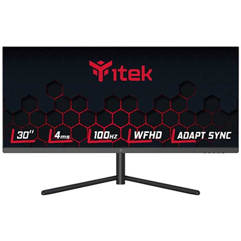 ITEK Monitor GGF 30. WFHD 2560x1080 UltraWide. VA. 100Hz. 21:9. 4ms OD. 2xHDMI. DP. Speaker. HDR Read. Adapt Sync
