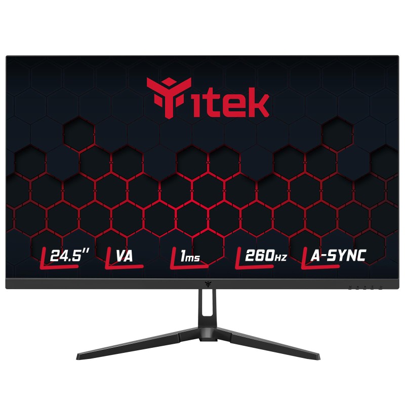 ITEK Monitor GGF 24.5. FHD 1920x1080. VA- 260Hz- 16:9- 1ms- HDMI- DP- HDR- RGB. Adaptive Sync