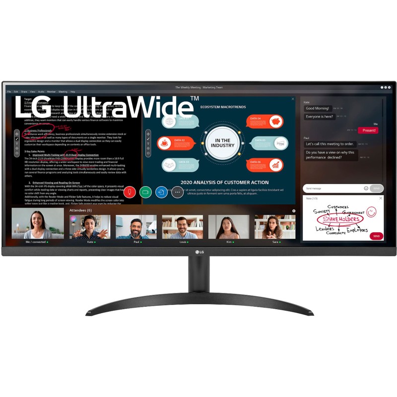 LG 34WP500-B Monitor UltraWide 34 21:9 Full HD IPS 75 Hz