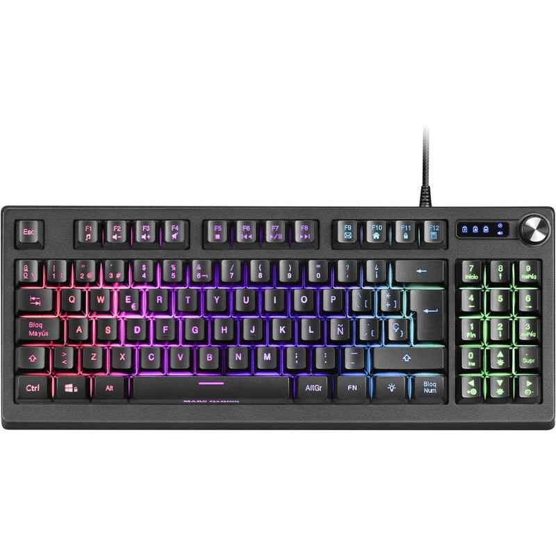 Tastiera da gioco Mars MKREVO TKL con tastierino numerico - Tecnologia H-Mech - Illuminazione RGB a 12 modalità - Doppi