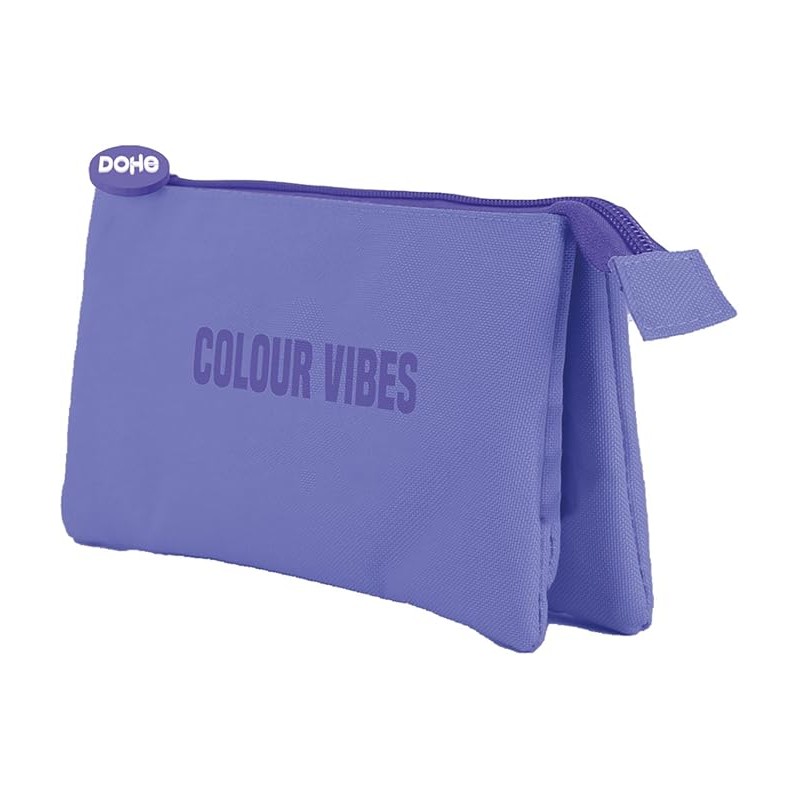 Marsupio triplo Dohe Colour Vibes - Chiusura a doppia zip con tirante gommato - Viola